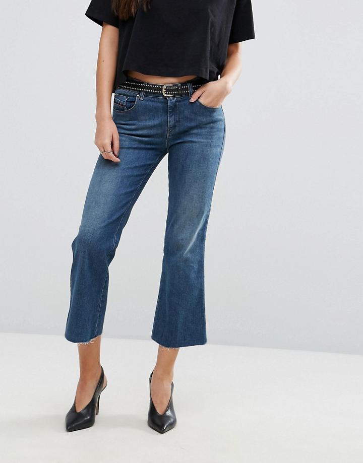 Diesel Sandy Crop Kick Flare Jean - Blue