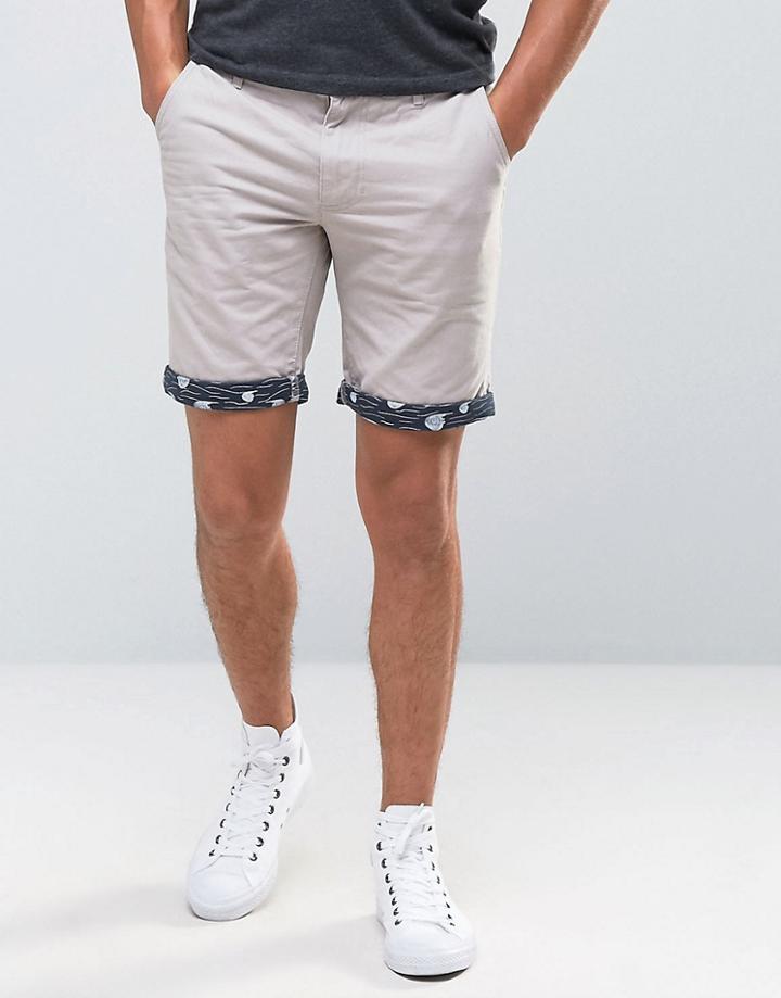 Bellfield Turn Up Printed Short - Gray