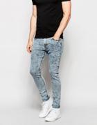 Pull & Bear Acid Wash Super Skinny Fit Jeans - Blue