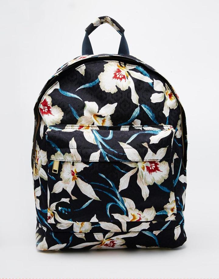 Mi-pac Backpack In Orchid Floral Print - Navy