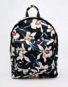 Mi-pac Backpack In Orchid Floral Print - Navy