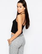Missguided Strappy Back Crop Top - Black