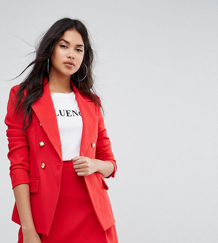 Missguided Gold Button Blazer - Red
