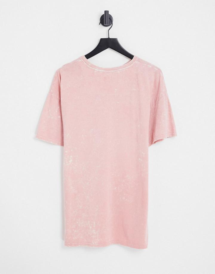 Threadbare Oversized Acid Wash T-shirt In Dusty Pink