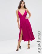 Asos Petite Cami Paneled Midi Swing Dress - Fuschia