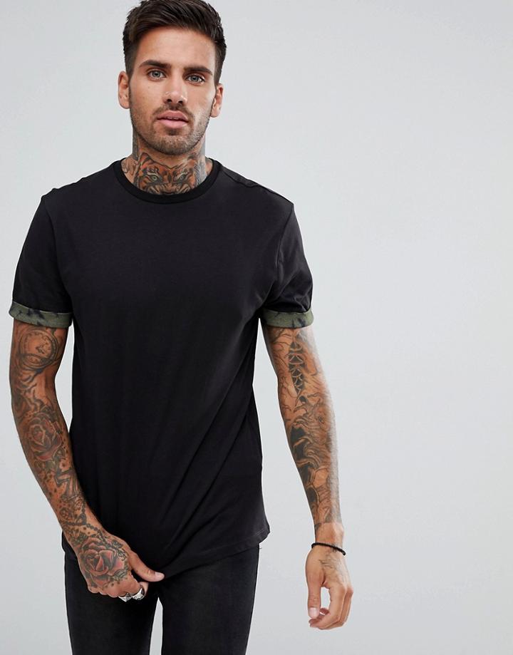 New Look T-shirt With Sleeve Print In Black - Black