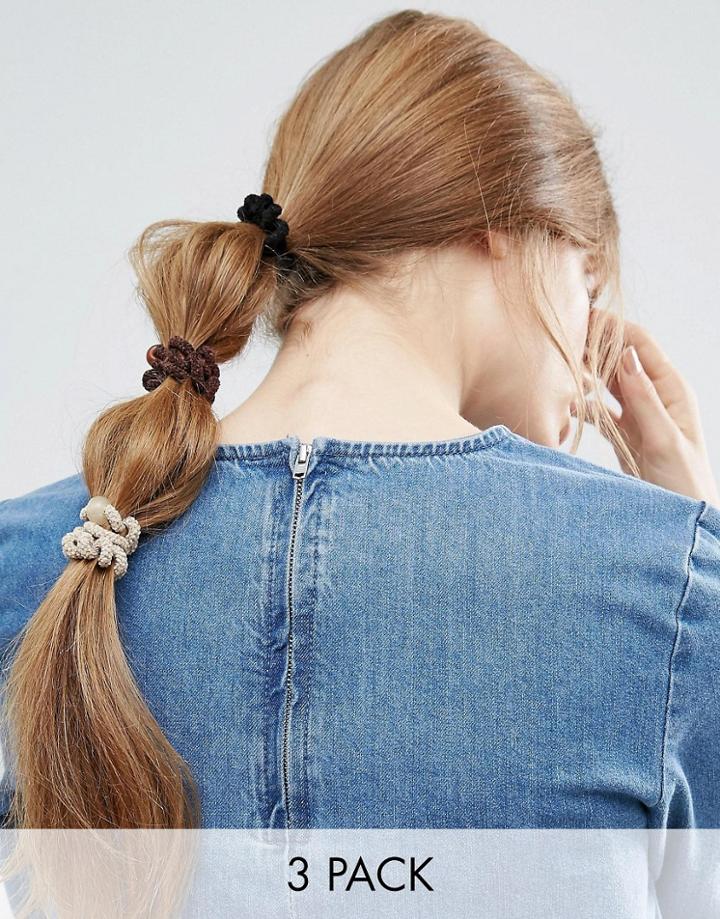 Limited Edition Pack Of 3 Fuzzy Coil Hair Bands - Multi