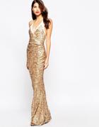 The Crystal Collection By Vesper Odessy Sequin Maxi Dress - Gold