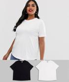 Asos Design Curve Ultimate Organic Cotton Crew Neck T-shirt 2 Pack Save - Multi