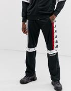 Kappa Authentic Baltas Jogger With Poppers And Large Logo Taping In Black
