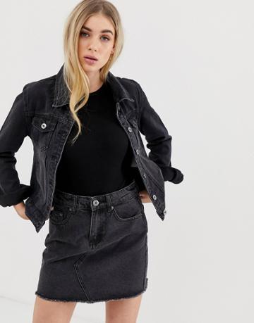 Liquor N Poker Oversized Denim Jacket - Black