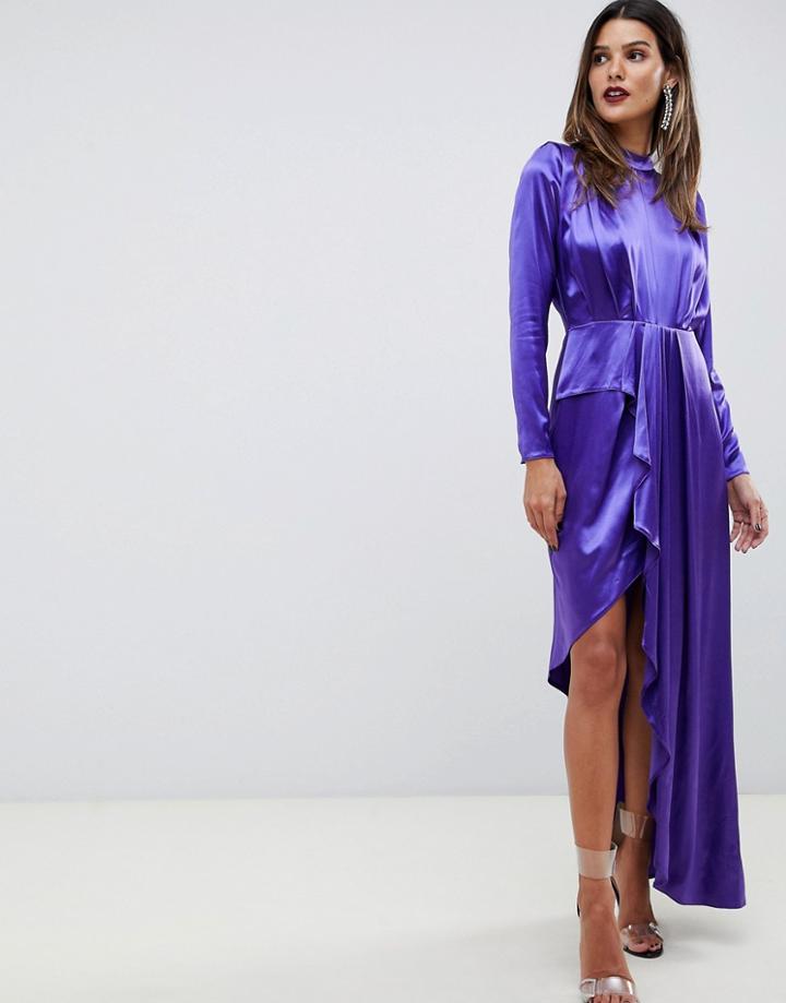 Asos Edition Asymmetric Soft Cocktail Dress-purple