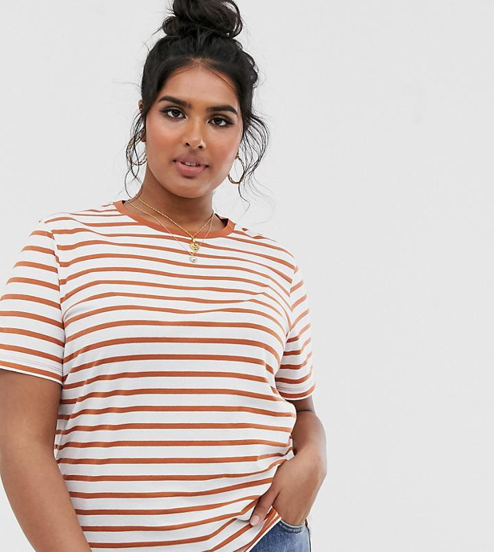 Asos Design Curve Crew Neck T-shirt In Stripe-multi