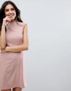 Asos High Neck Seamed Shift Dress-neutral