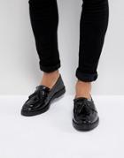Asos Design Tassel Loafers In Black Leather - Black