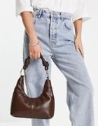 Topshop Weave Knotted Strap Grab Bag In Brown