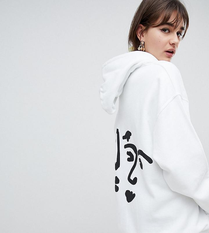 Reclaimed Vintage Inspired Hoodie With Back Face Print - White