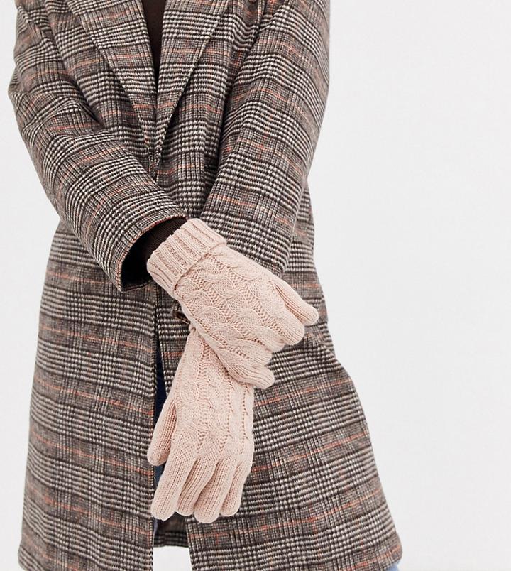 Stitch & Pieces Exclusive Pink Cable Knit Gloves