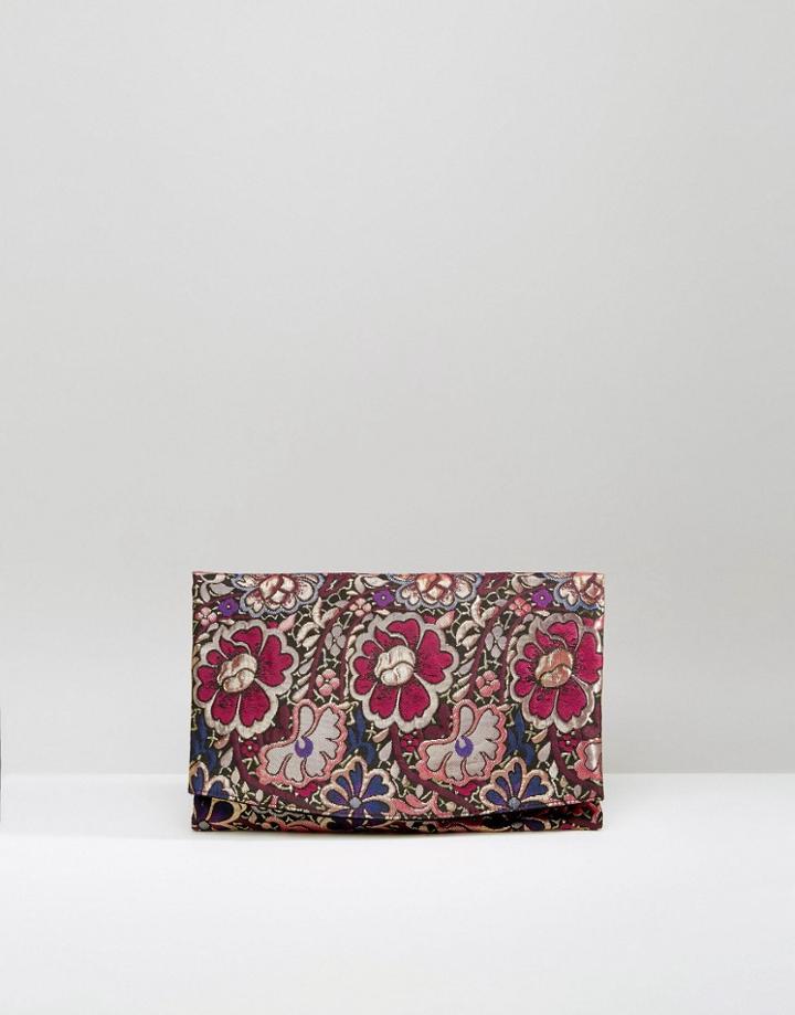 Asos Hena Floral Brocade Foldover Clutch Bag - Multi