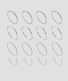 Asos Design Pack Of 16 Minimal Mixed Texture Rings - Silver