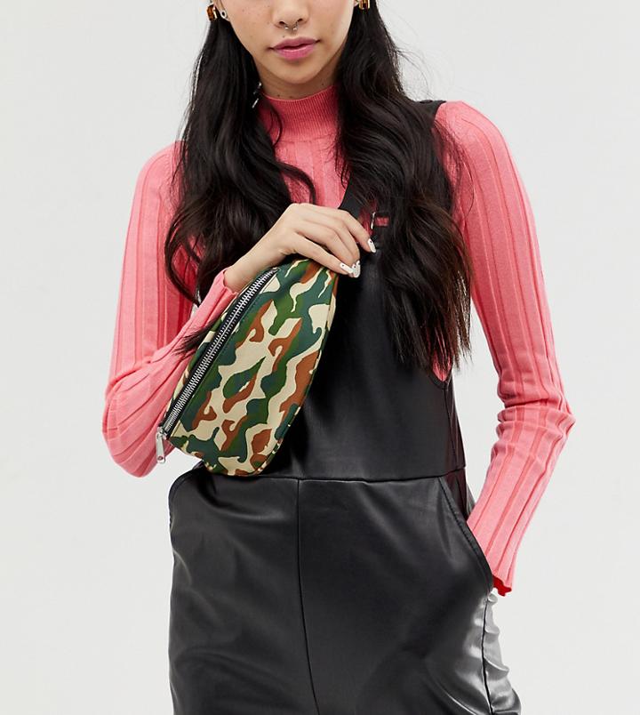 Monki Zip Belt Bag In Camo Print