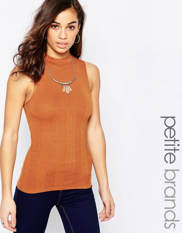 New Look Petite Sleeveless Turtleneck - Tan