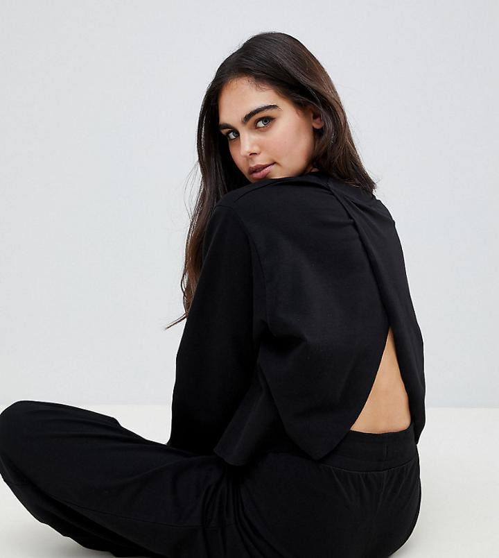 Asos Design Tall Lounge Cross Back Open Sweat Top-black