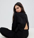 Asos Design Tall Lounge Cross Back Open Sweat Top-black