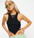 Collusion Hanky Hem Tank In Black-brown