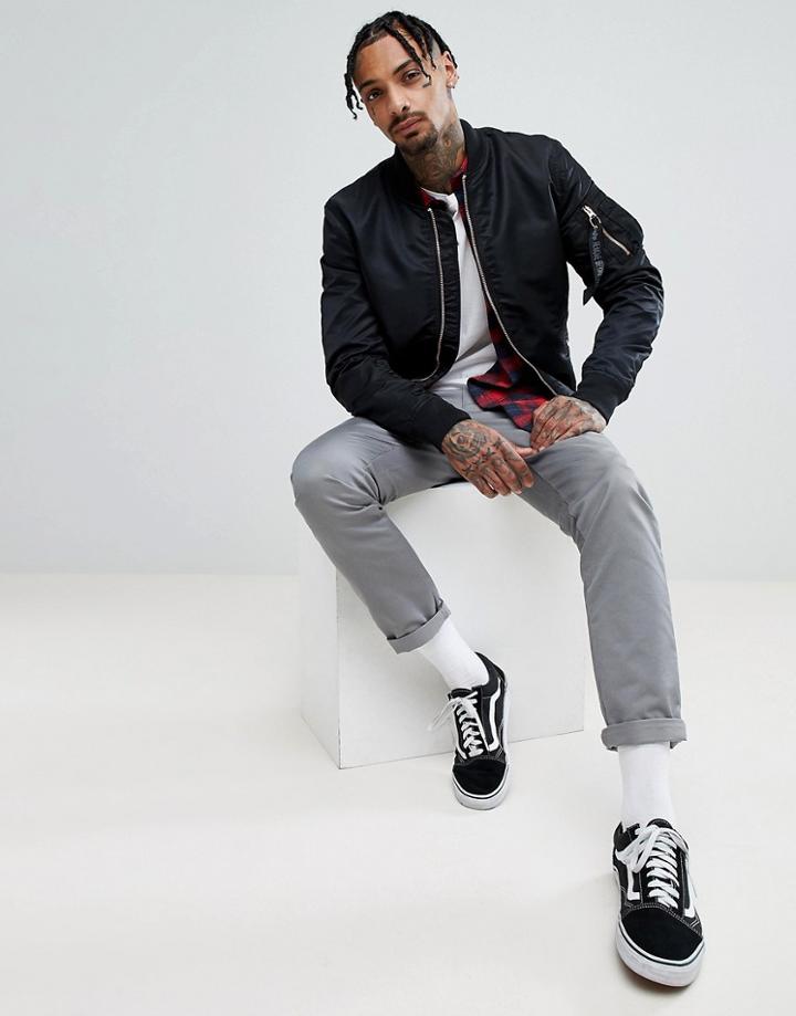 Alpha Industries Ma-1vflw Bomber Jacket Copper Zip In Black - Black