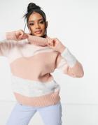 Na-kd Puff Sleeve Sweater In Light Pink-brown
