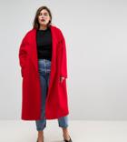 Asos Curve Coat With Extreme Collar - Red