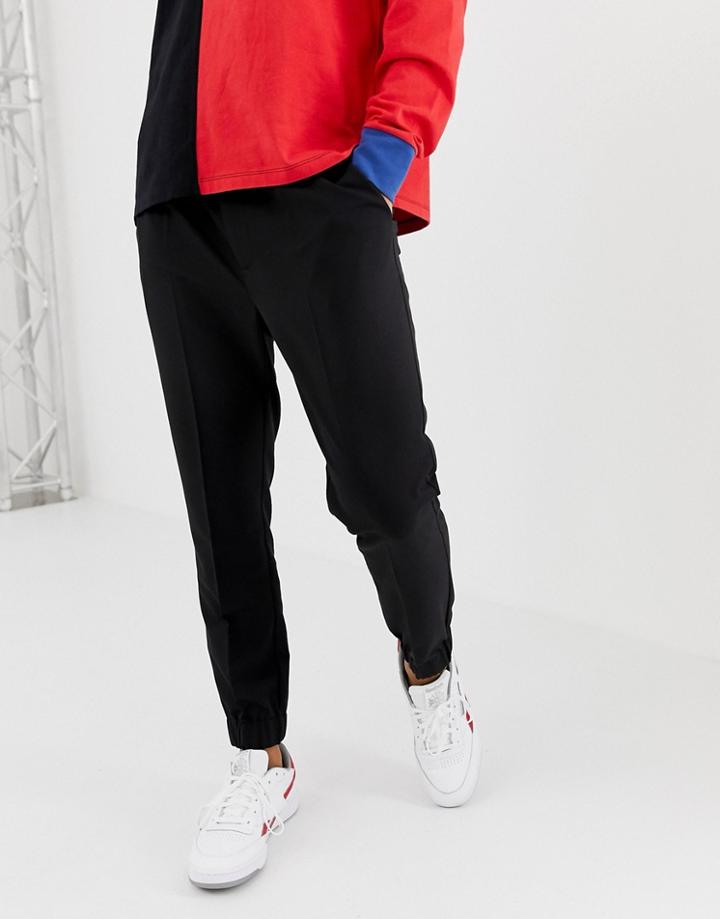 Collusion Skinny Black Pants With Elasticated Cuffs In Black - Black