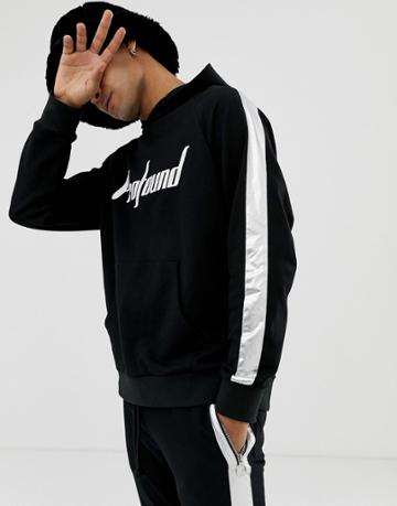 Profound Aesthetic Hoodie With Metallic Foil Stripe In Black - Black