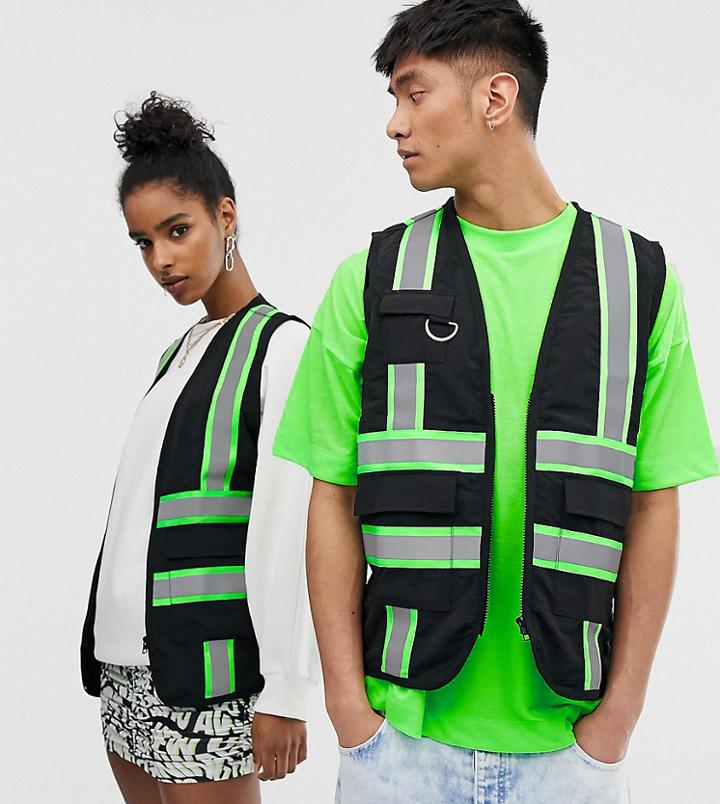 Collusion Unisex Vest With Reflective Tape - Black