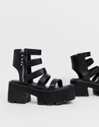 Lamoda Black Chunky Cleated Sandals - Black