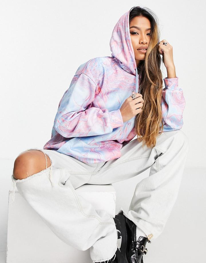 Topshop Marble Swirl Hoodie In Multi