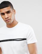 Selected Homme T-shirt With Stripe And Pocket Detail - White