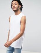 Asos Longline Tank With Dropped Armhole And Side Zips - White