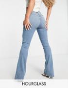 Asos Design Hourglass Lift And Contour Flare Jeans With Stretch In Bright Blue