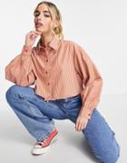 Jdy Cropped Shirt With Tie Waist In Orange Stripe