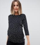 New Look Maternity 3/4 Length Sleeve Print Top - Black