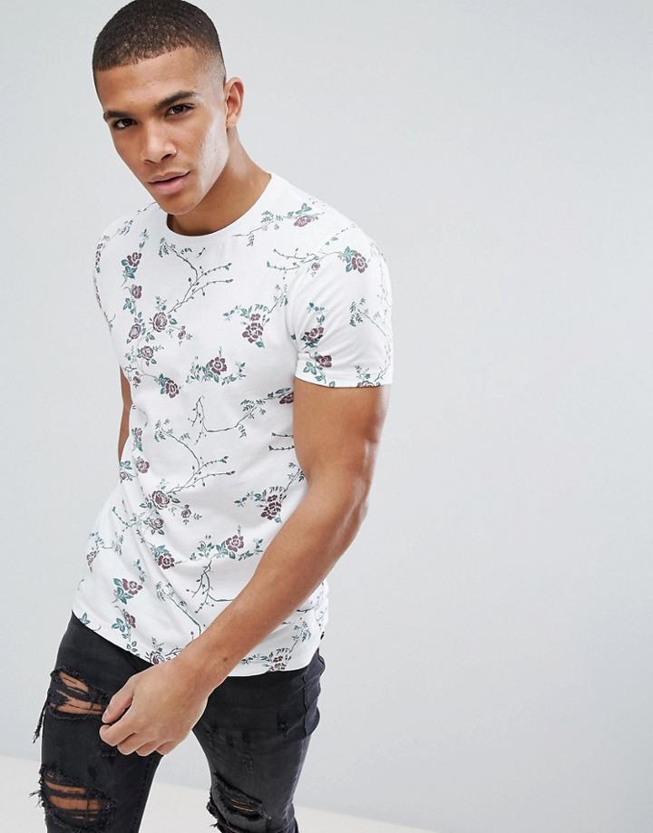 Asos T-shirt With Floral Print - White