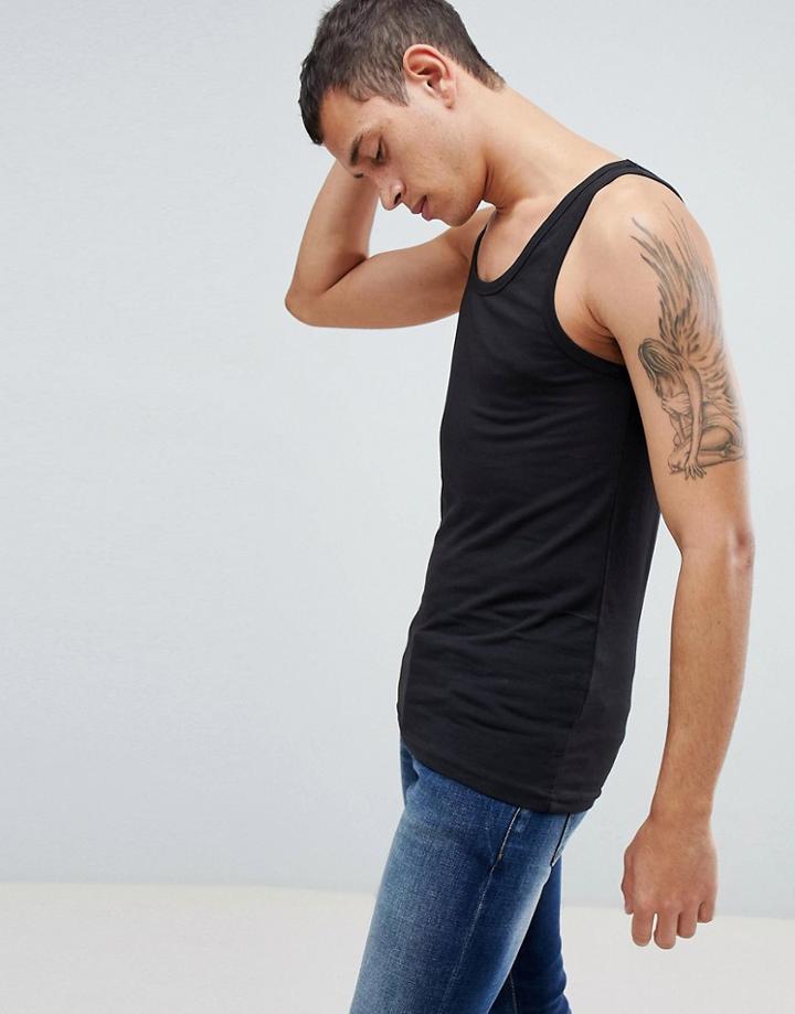 Solid Racer Tank In Black - Black