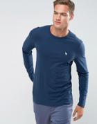 Abercrombie & Fitch Long Sleeve Top Slim Fit Icon Crew Neck In Navy - Navy