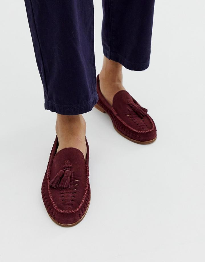 Kg By Kurt Geiger Woven Shoes In Burgundy Suede With Tassel - Red