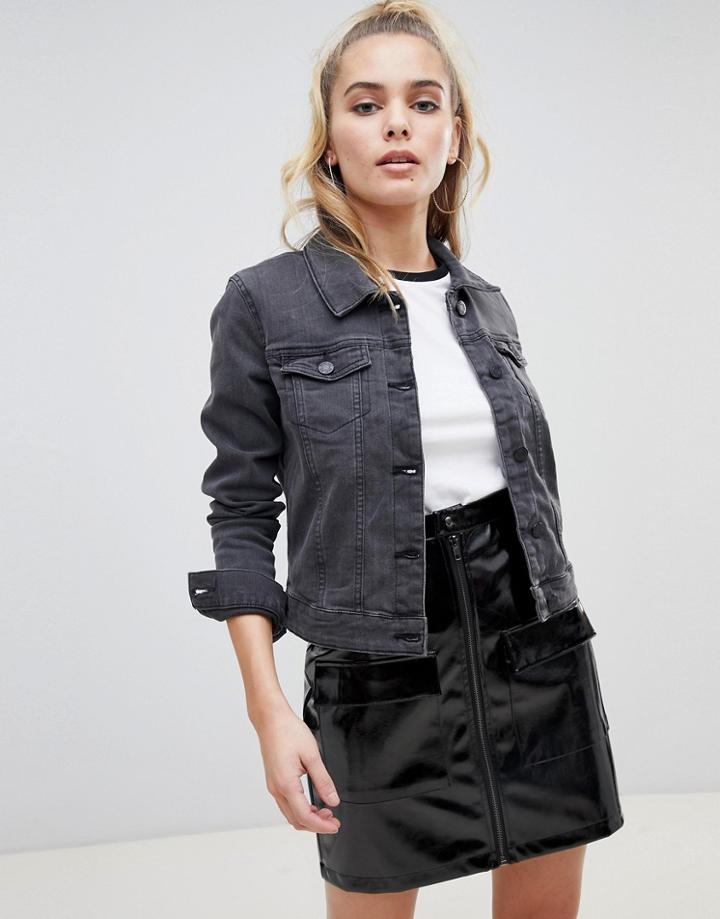 Noisy May Debra Denim Jacket - Gray