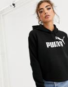 Puma Essentials+ Black Logo Cropped Hoody