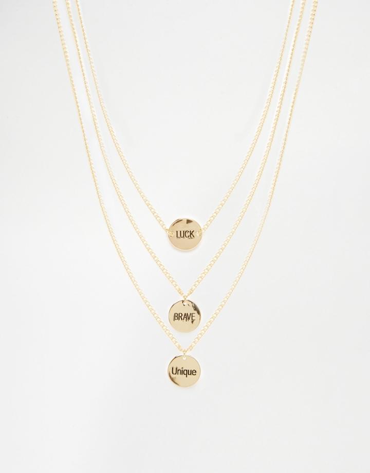 Monki Lucky Brave Unique Layered Necklace - Gold