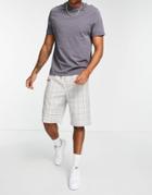 Topman Longline Check Short In Gray And Brown-grey